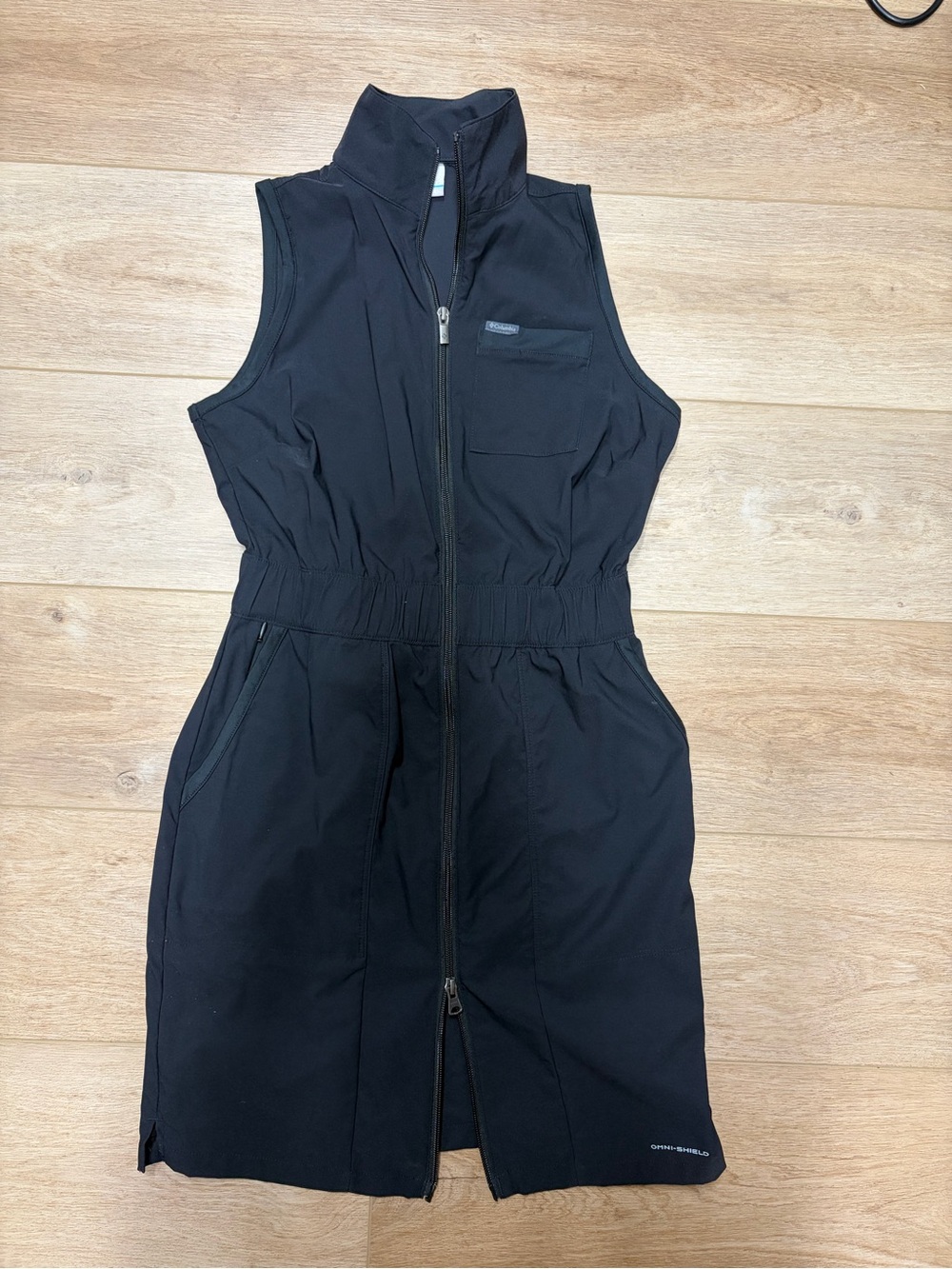 Sleeveless Black Zip-Front Utility Dress